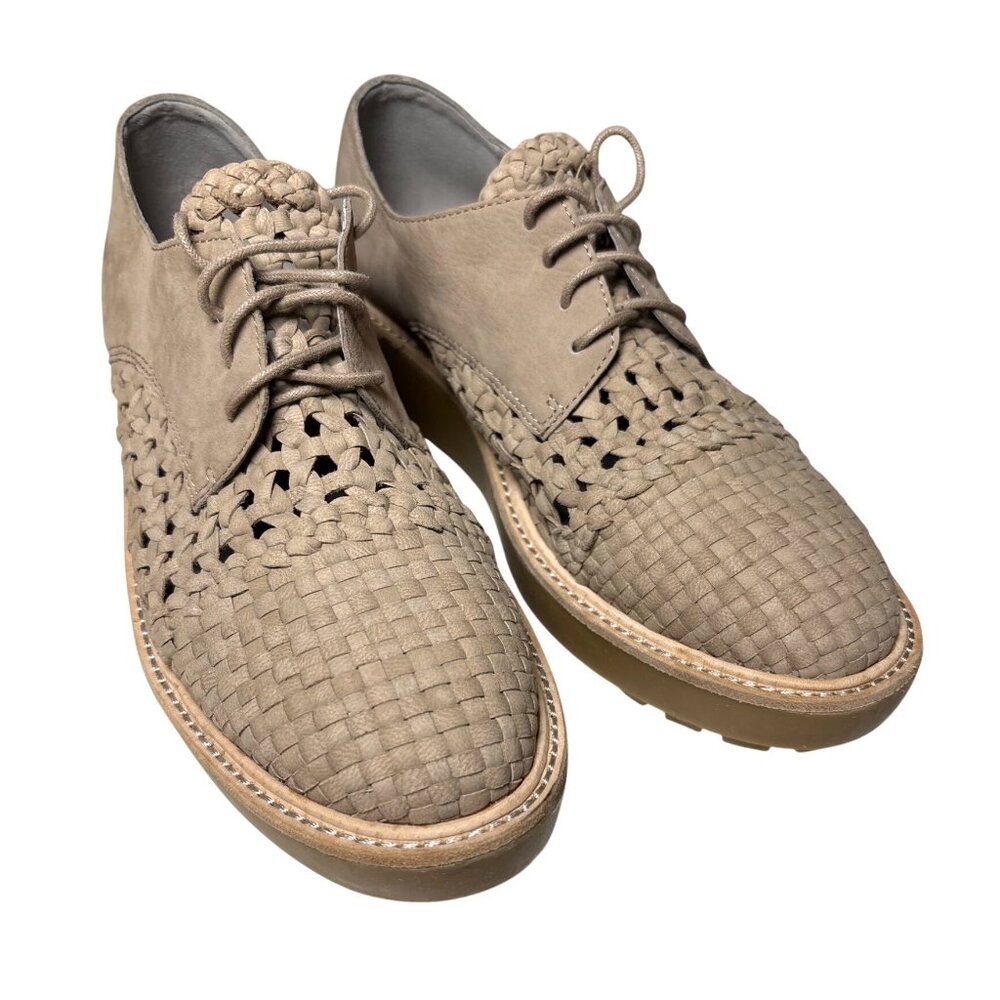 Eileen Fisher Shoes Size 6.5 Oath Oxford Cap Toe Wedge Leather Lug‎ Sole Tan